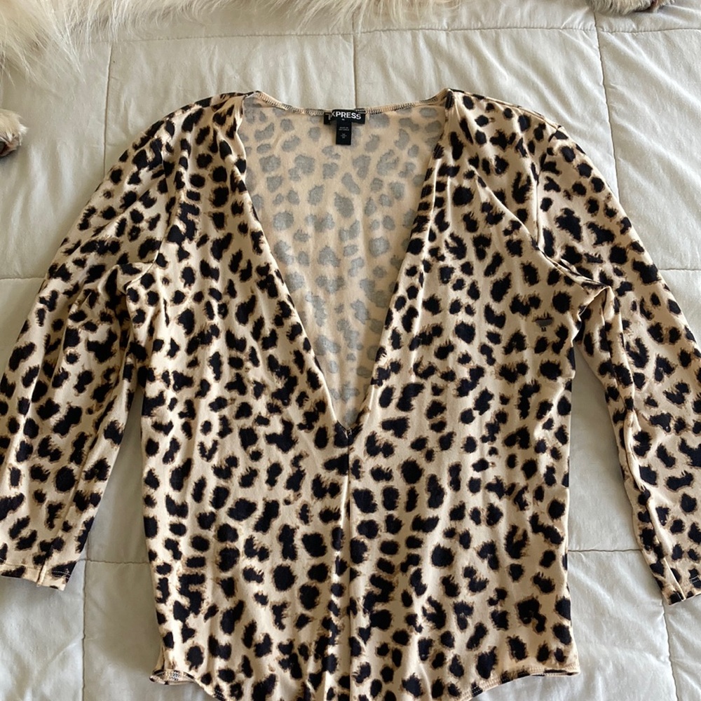 Express Deep V Cheetah Bodysuit